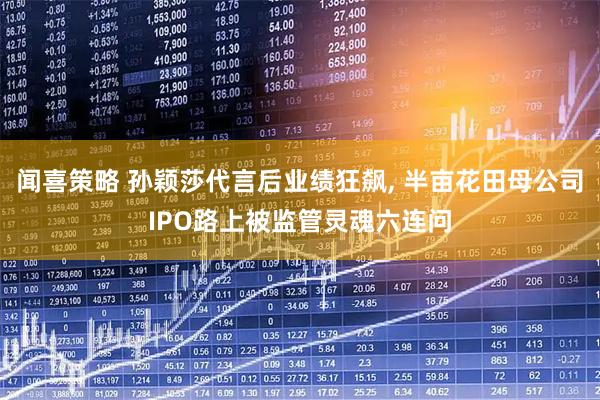 闻喜策略 孙颖莎代言后业绩狂飙, 半亩花田母公司IPO路上被监管灵魂六连问
